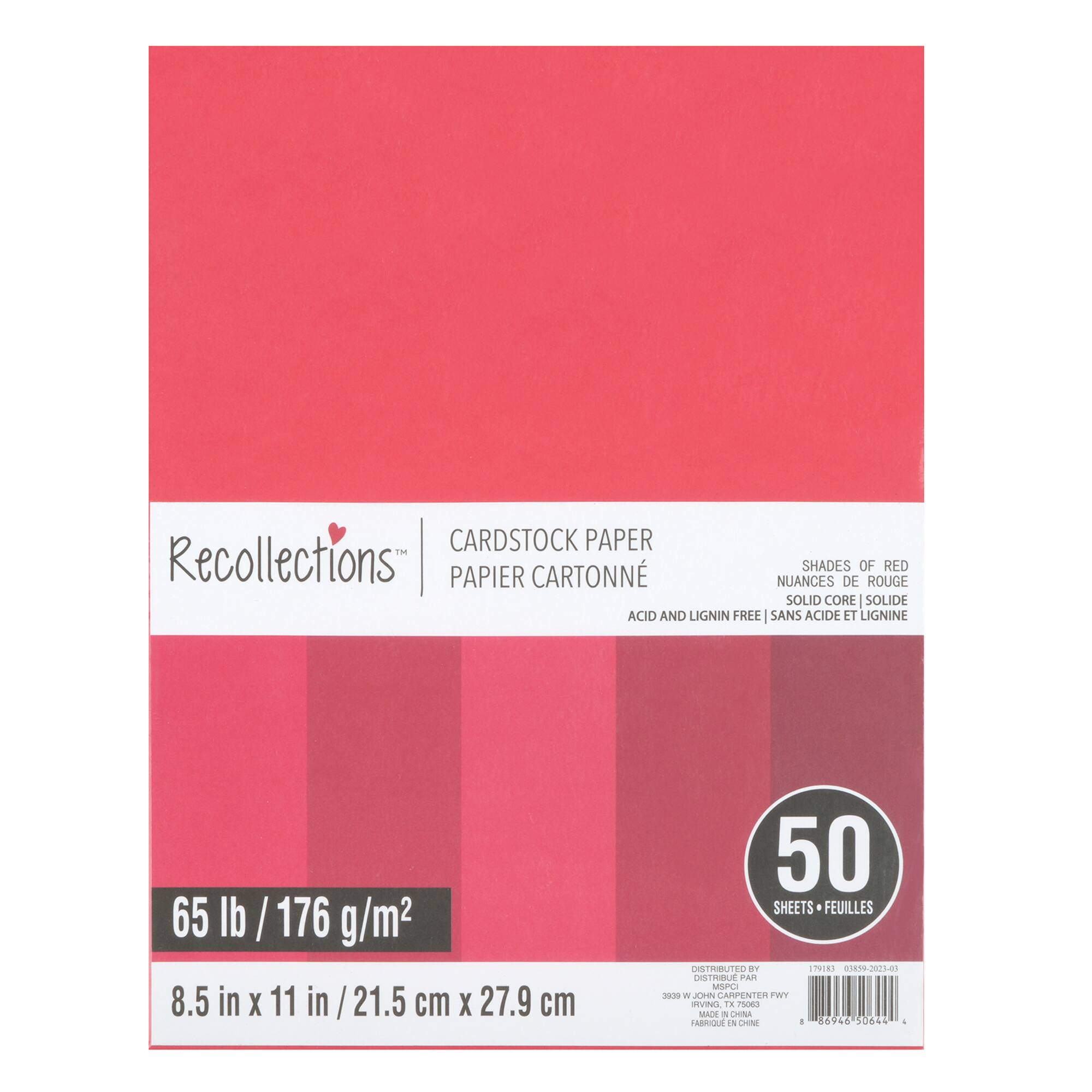 12 Packs: 50 ct. (600 total) Shades of Red 8.5" x 11" Cardstock Paper by Recollections™